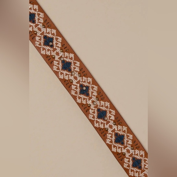 NWT Lucky Brand Southwestern Embroidered Leather Belt Bohemian main image 5